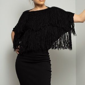 MANGO Black Fringe top blouse sweater woman